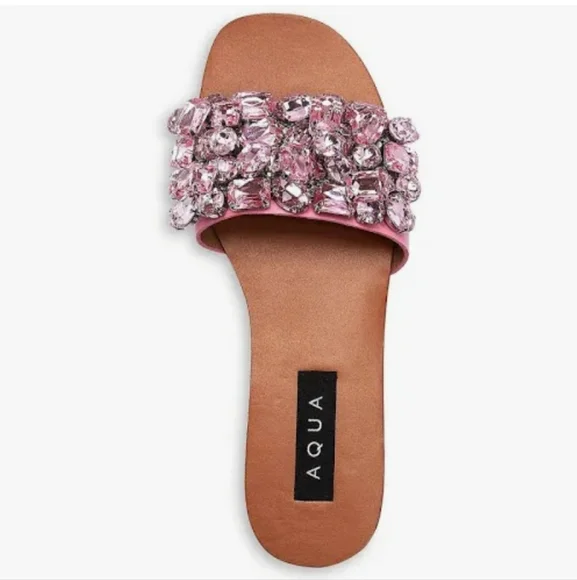 Aqua Paris Embellished Slide Sandals Pink 8.5 - Picture 2 of 6